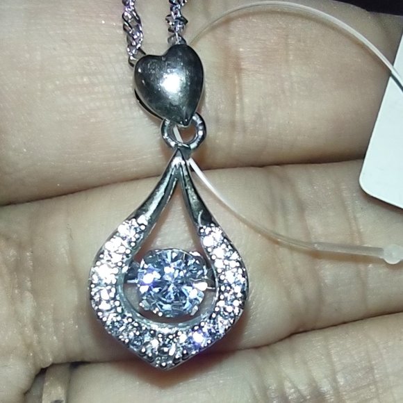 SEE VIDEO *TWINKLING* Sterling Silver CZ necklace - Picture 3 of 6